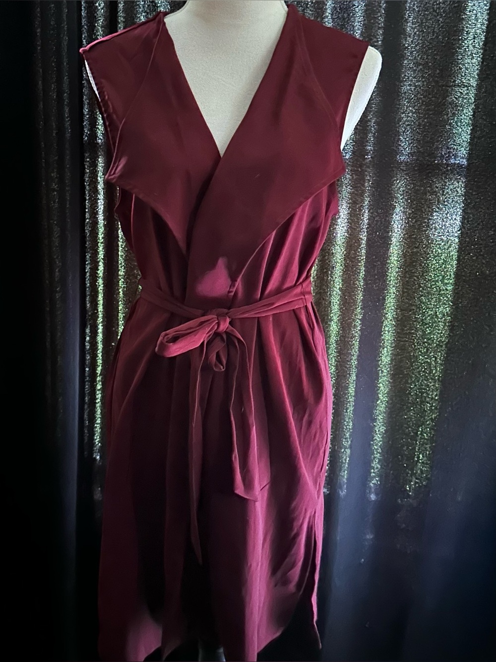 Cato Sleeveless Wrap Mini Dress in Burgundy